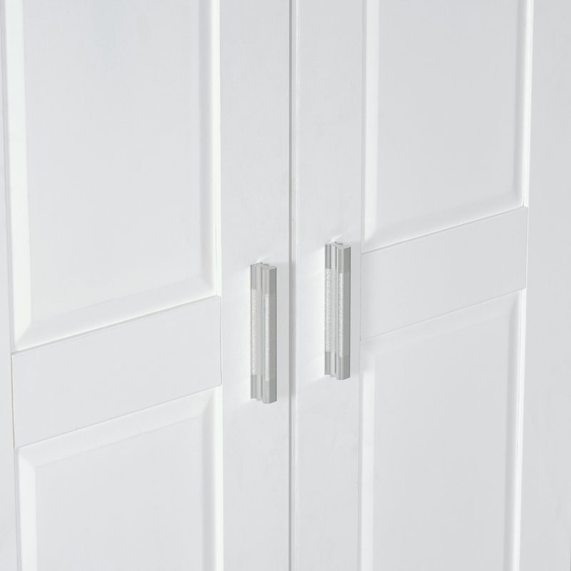 White Storage Cabinet with Two Doors - MDF Adjustable Shelf Unit for Bathroom and Office