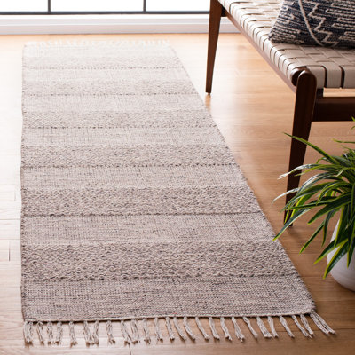 Tapis ivoire / gris acier en coton tissé à plat à la main Bester