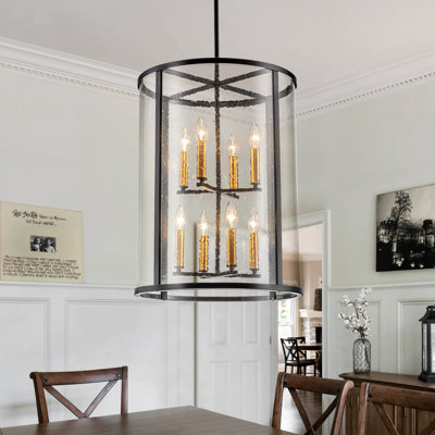 Lustre cylindrique 8 lumières à 2 niveaux 8 lumières
