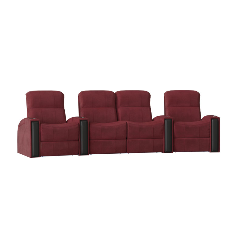 Rangée de sièges de cinéma maison Chrysander (rangée de 4), Sangria Smartsuede, Manuel