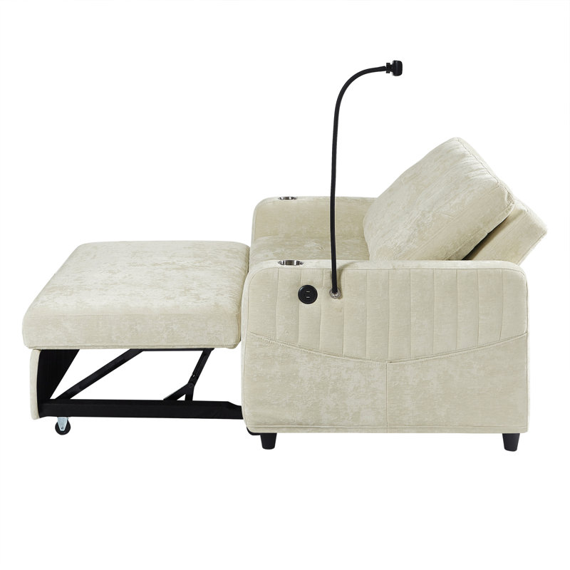 Canapé-lit coulissant avec dossier réglable 53,9 po Monelle, Beige