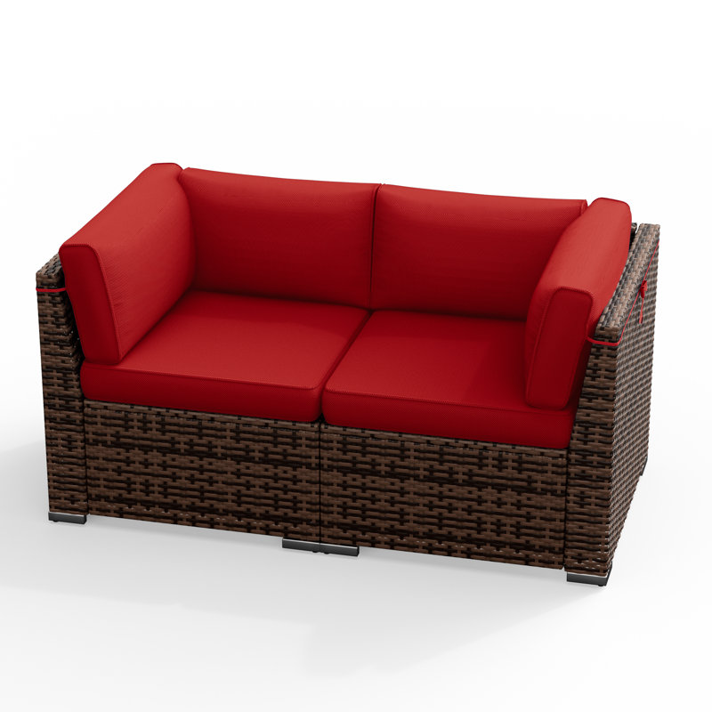 2 Piece Rattan Sectional Seating Group With Cushions