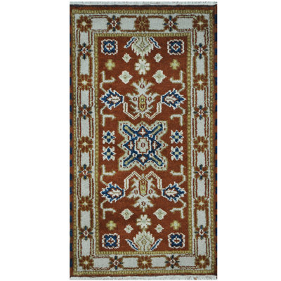 One-of-a-Kind 2' X 4' New Age Wool Area Rug in Orange