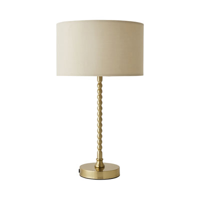Cifuentes Black Fabric Drum Lamp Shade Matte Black Bobbin Bobble Table Lamp and Bulb