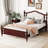 Queen Upholstered Bed with Arched Tufted Headboard, Retro Turned Posts & Framed Footboard, Warm Cherry Finish