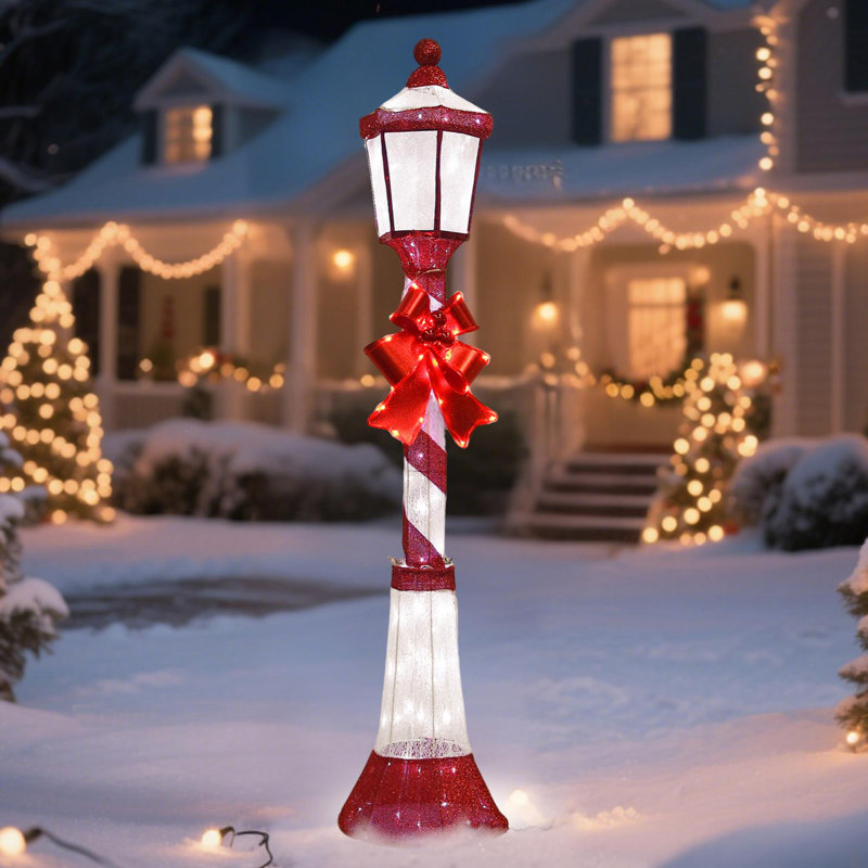  Lampadaire d'extérieur 60 po, Blanc/rouge