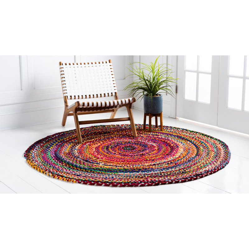 Marcantel Performance Cotton Abstract Indoor Rug, Round 8'
