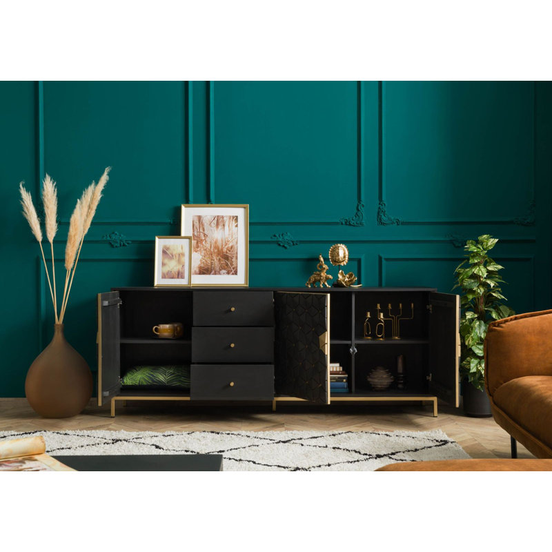 DIAMOND 194cm Solid Wood Sideboard, Grey/Brown/Blue