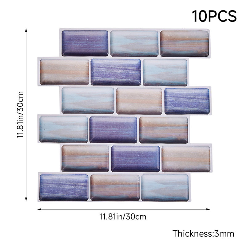 10Pcs Self-Adhesive Wall Tile Stickers