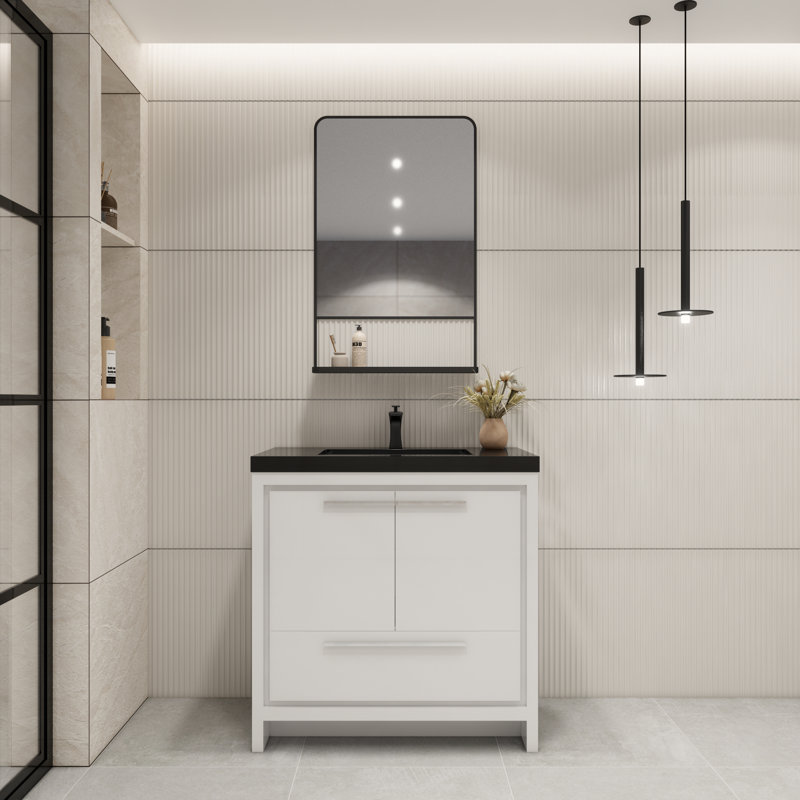 Ensemble de meuble-lavabo simple 36 po Enville, Blanc très luisant