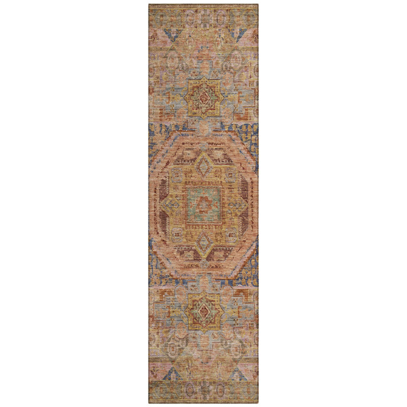 Machine Washable Indoor/Outdoor Xhevrie Paprika Rug, Runner 2'3" x 7'6"
