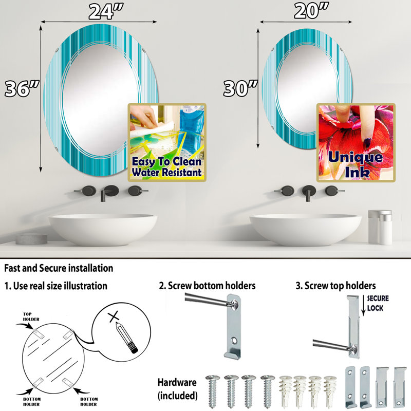 Miroir de salle de bain sans cadre, 36 po x 24 po