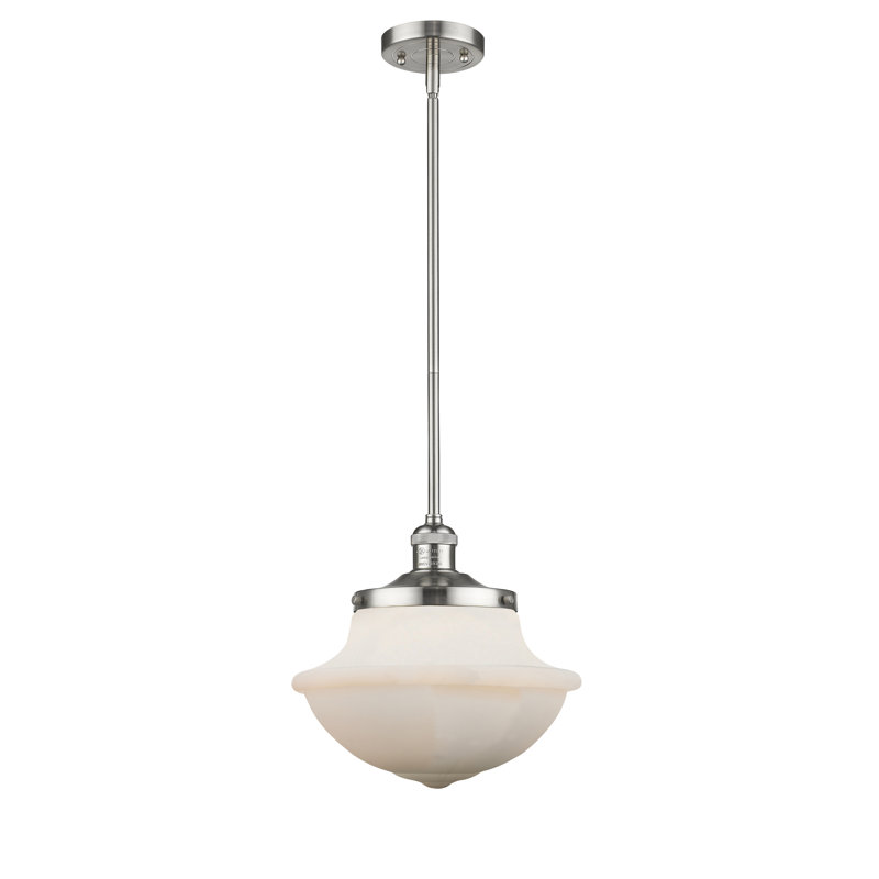 Luminaire suspendu simple à 1 lumière Baptiste, Blanc mat, Ampoule non incluse, Nickel satiné brossé