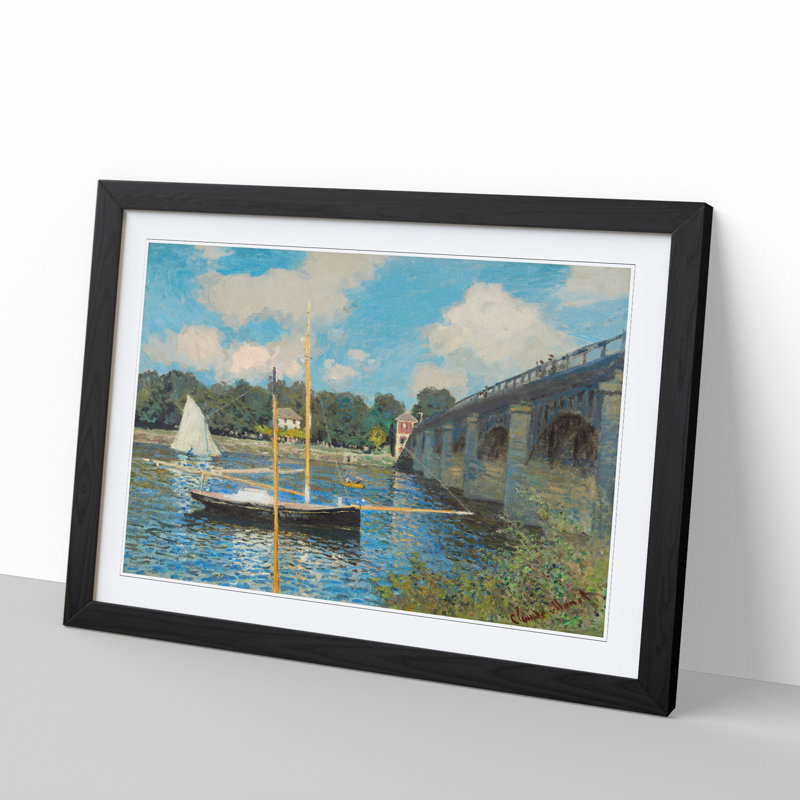 The Bridge at Argenteuil by Claude Monet - Picture Frame Painting, 36cm H x 48cm W x 2cm D, Black Framed