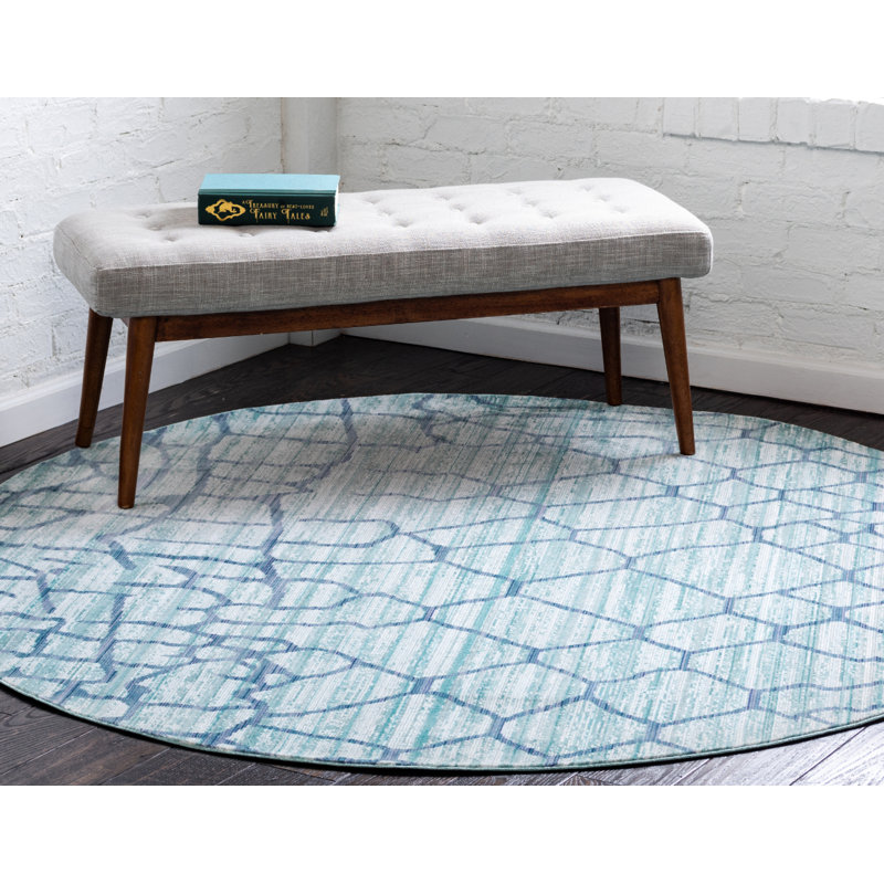 Tapis bleu clair Oberon, Rond 6 pi