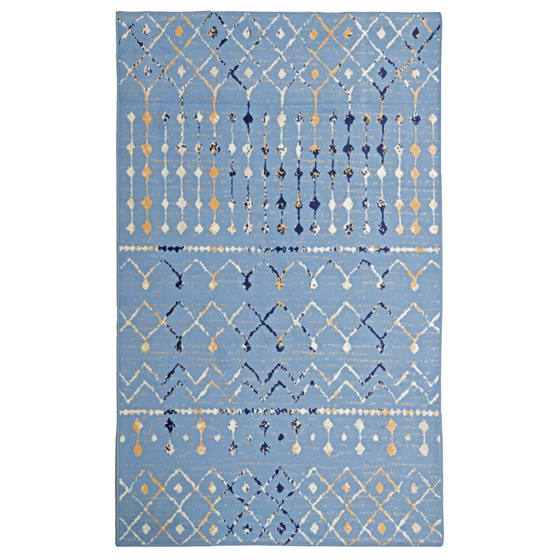 Tapis géométrique bleu, Rectangle 2 pi x 4 pi