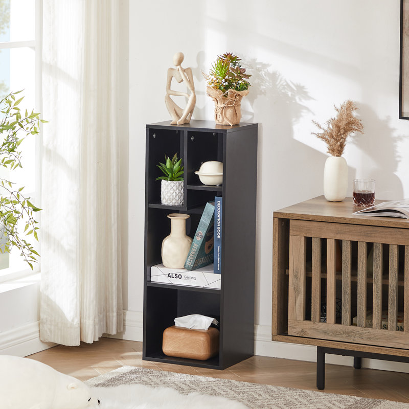 4-Layer Irregular Open Shelf Bookcase, Black