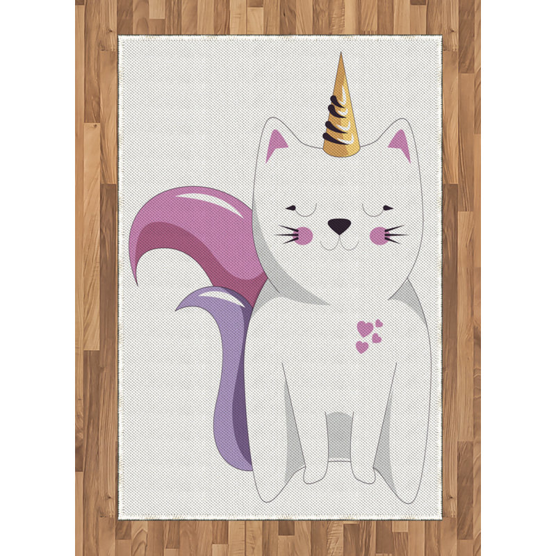 Tapis décoratif Fontenot Unicorn, Rectangle— 4 pi x 5 pi 8 po