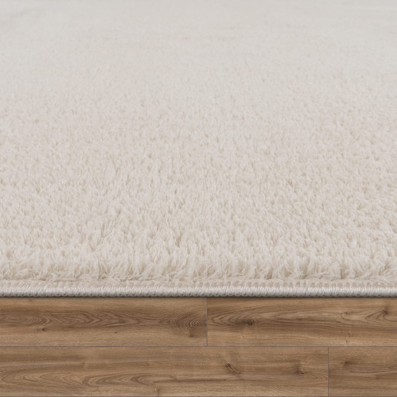 Tapis doux, doux, à poils courts, antidérapant, de couleur unie, lavable, Rectangle 2 pi 8 po x 4 pi 11 po, Crème