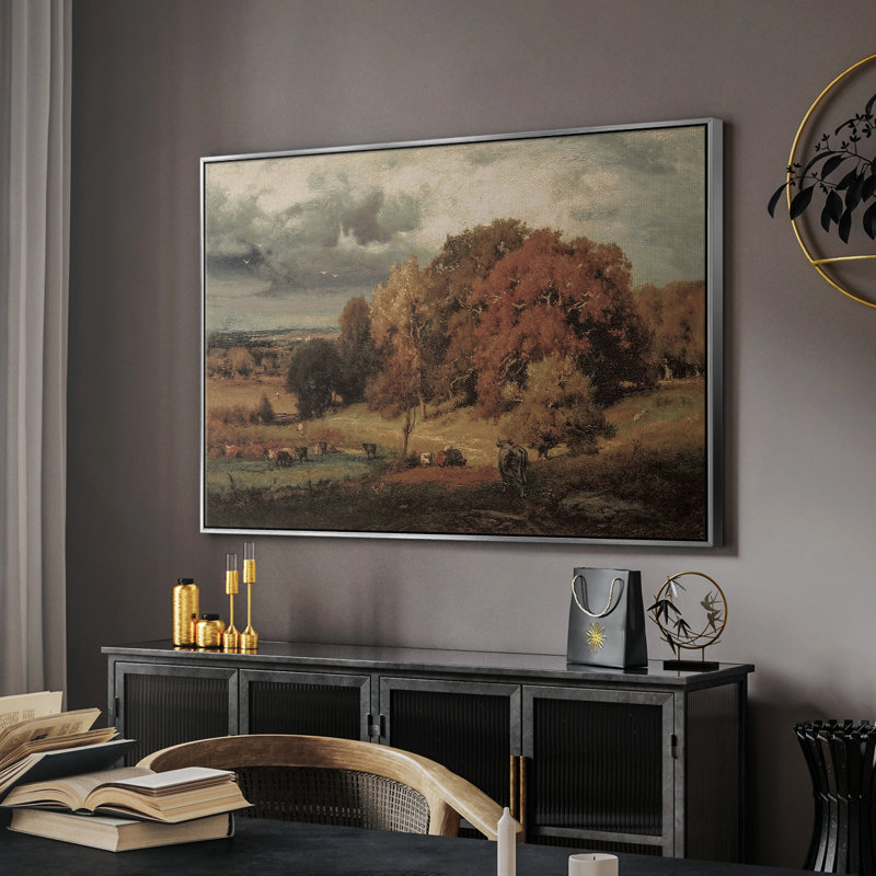Paysage rétro - DCxxi, Toile encadrée flottée blanche, H 27 po x l 41 po x P 2 po