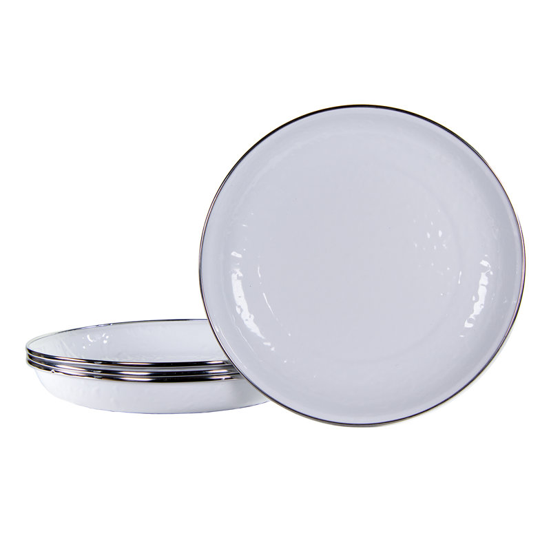 Swirl Enamelware Pasta Plate, Solid White Textured