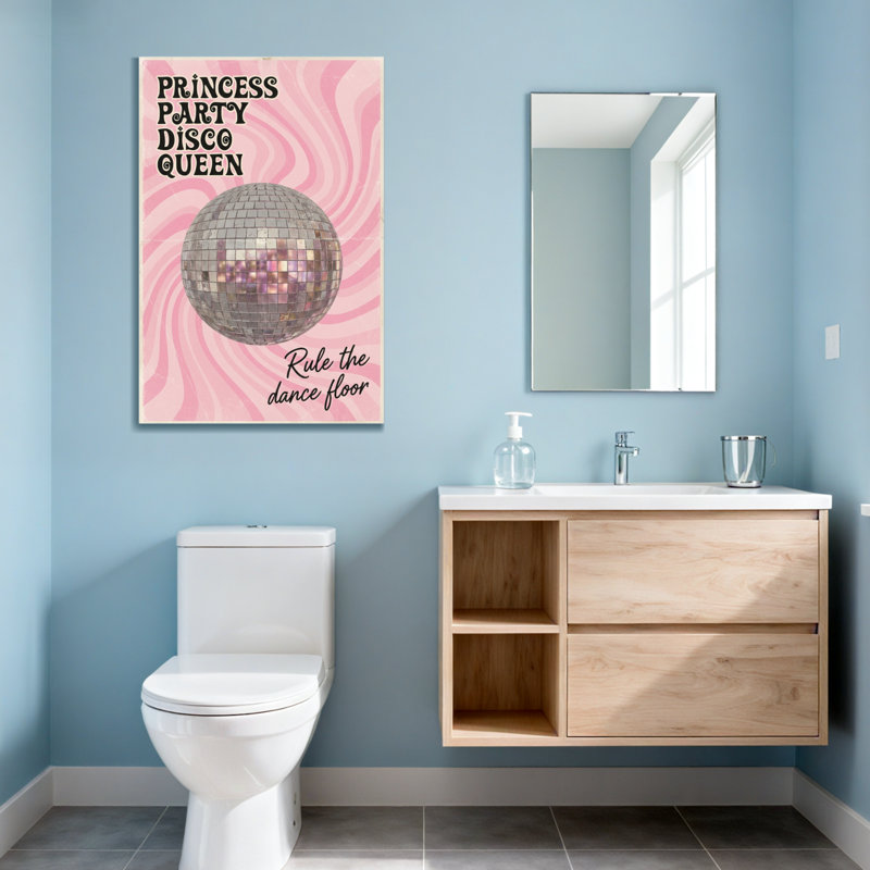 Design de boule disco rose tendance, H 24 po x l 16 po
