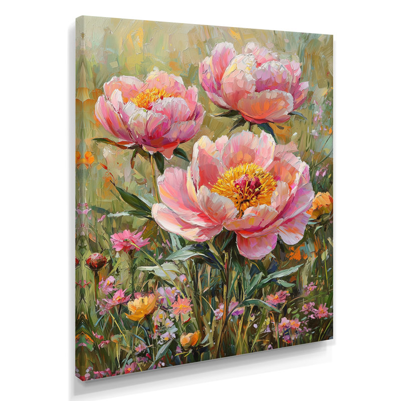 Décoration murale pivoines Chamberlin I - Fleurs de pivoines, H 44 po x l 34 po, Toile tendue, Ne s’applique pas