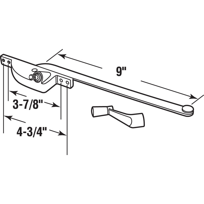 9 In. Aluminum Teardrop Type Left-Hand Casement Operator