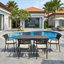Chaise de patio empilable toutes saisons Fargo - Extérieur et intérieur - Fauteuils en rotin corde - Acier thermolaqué gris foncé avec coussins (ensemble de 2)-1554565626-1552631834