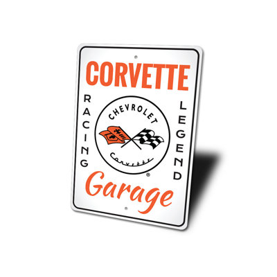 Enseigne rétro en aluminium pour garage Corvette