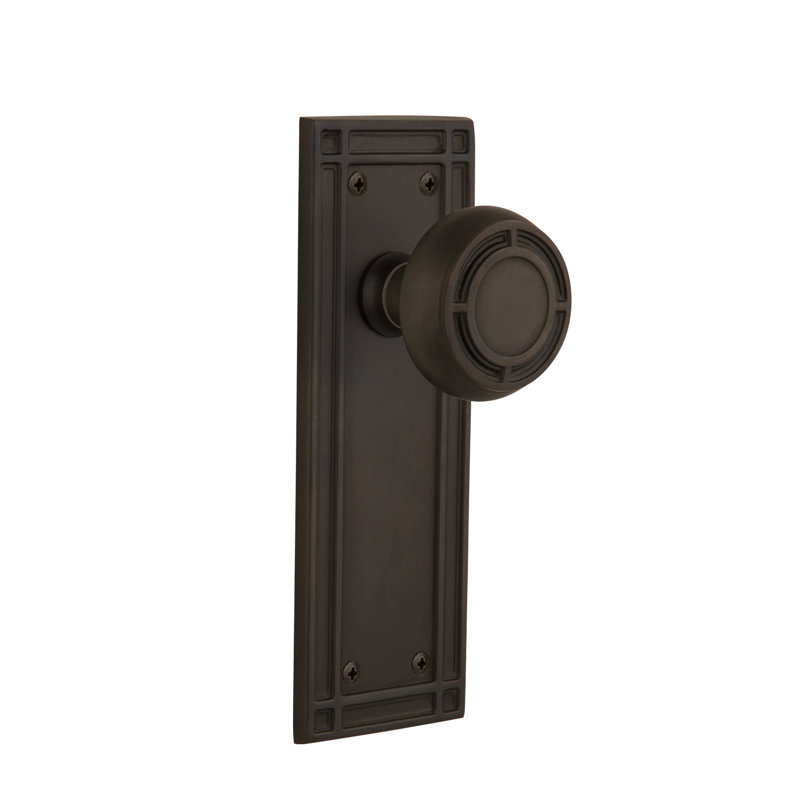 Mission Plate with Mission Door Knob, Oil-Rubbed Bronze, 2-3/4”