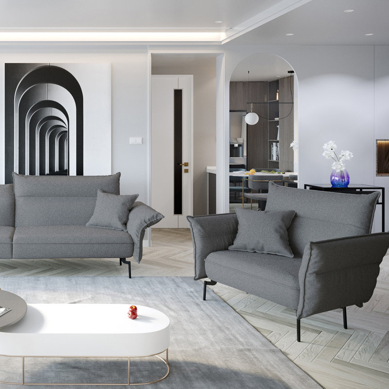 Elsa Upholstered Armchair, Grey