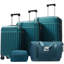 Ensemble de bagage 5 pièces, valise de transport rigide, bagage extensible avec sacs de voyage, roulettes, verrou TSA