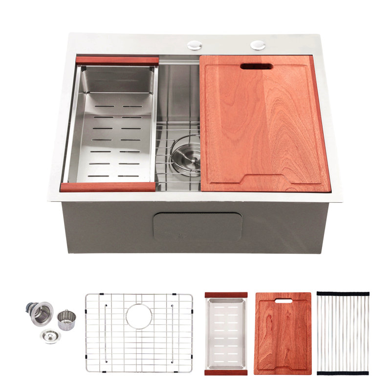 Évier de cuisine à montage sur plan 28 po - Évier de cuisine 28 po x 22 po en acier inoxydable 16 jauges