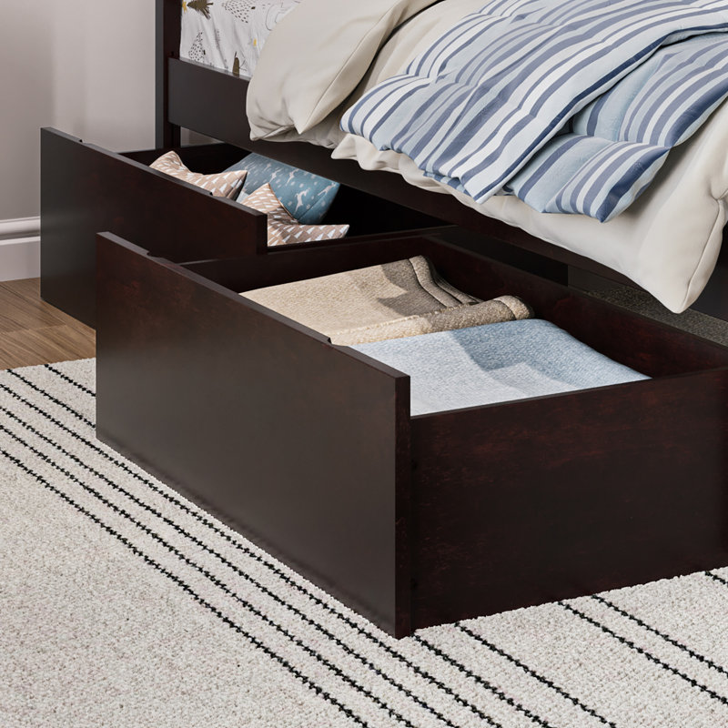 Tiroirs de rangement sous le lit Rasnick, Espresso, Simple / Double