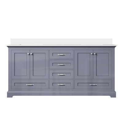 Meuble-lavabo double gris foncé de 72 po X P 22 po D, avec plateau en marbre de culture
