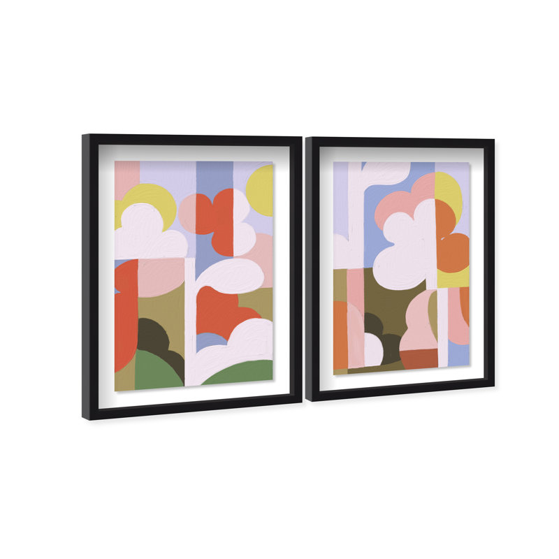 Cloudy Pop Set Set by Oliver Gal, 25.5"H x 37.5"W, Black Shadowbox