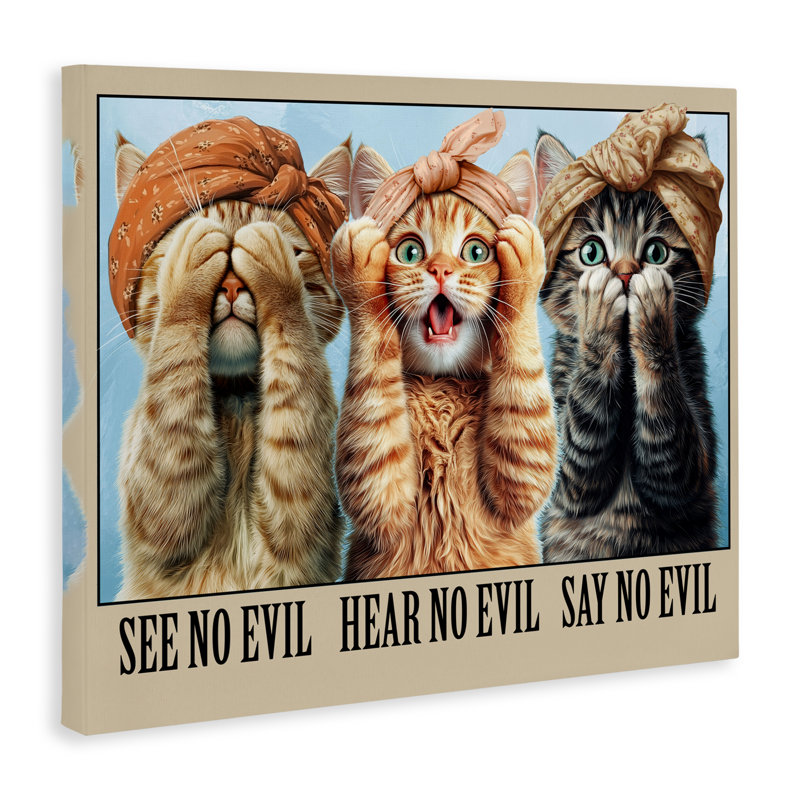 «Speak No Evil Cats Canvas», conception par Jim Baldwin, H 36 po x l 48 po
