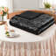 Ensembles de literie en velours noir luxueux, matelassés à motif de losanges, avec coussin décoratif