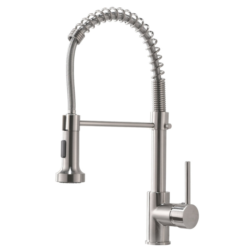 Robinet de cuisine avec douchette rétractable, robinet d'évier de cuisine à poignée simple, Brushed Nickel