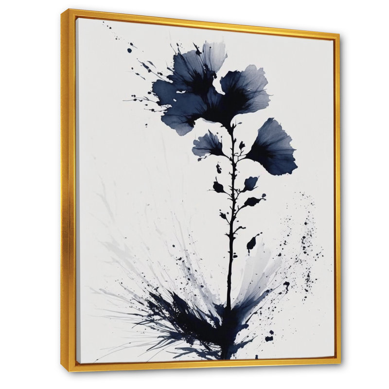 Hibiscus bleu et blanc Euphoria II - impressions sur toile d'hibiscus floral, L 34 po x H 44 po, Cadre flottant doré