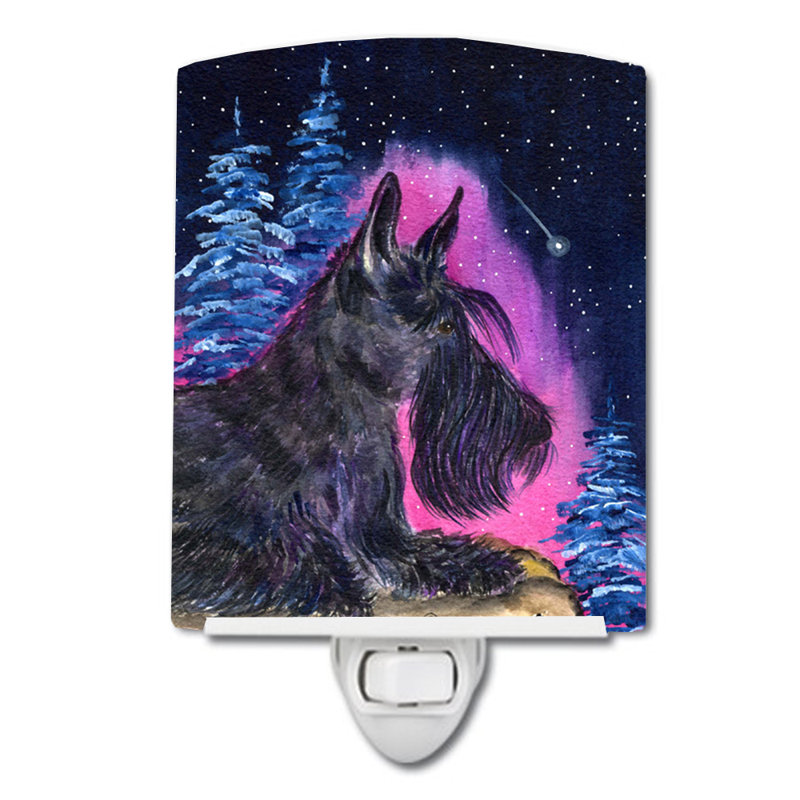 Starry Scottish Terrier Ceramic Night Light
