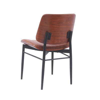 Chaise Mid-Century moderne en métal avec assise et dossier en vinyle, 19 lb