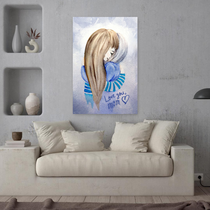 «Love You Mom», art mural contemporain abstrait, H 36 po x l 24 po