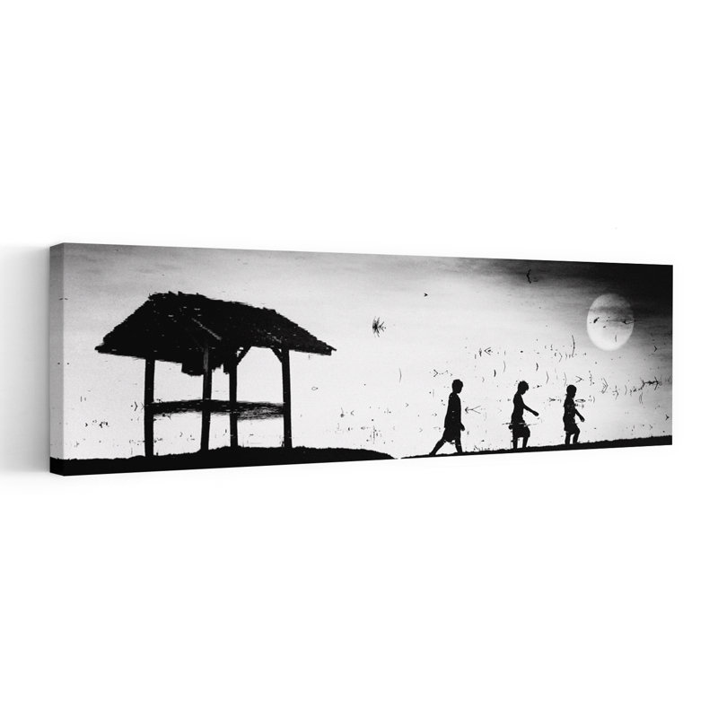 «Children Under Moon Dramatic Peaceful Rustic Spider Landscape Nature», art mural, H 20 po x l 60 po