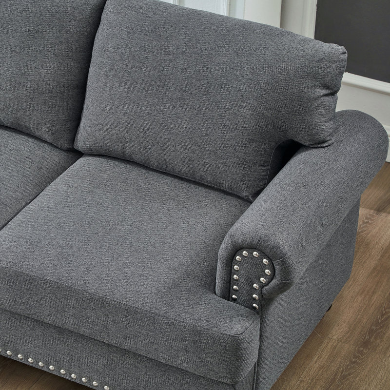Causeuse 59,5 po en tissu de polyester moderne et classique.