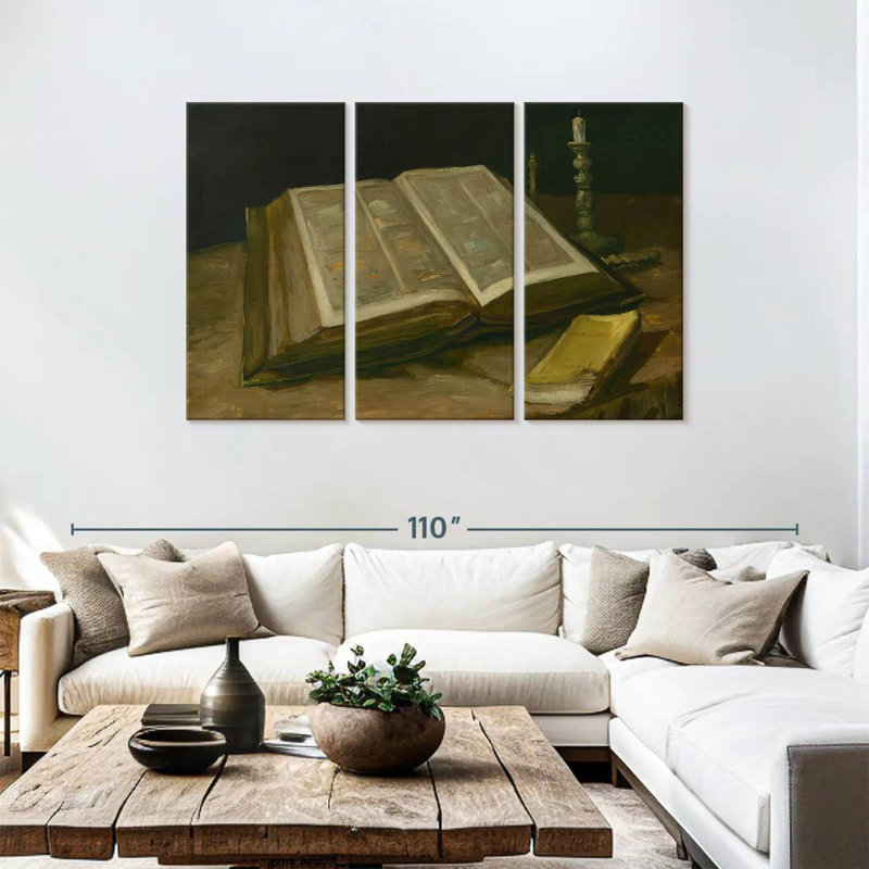 Adella nature morte avec la bible, H 48 po x l 74 po