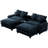 111" American Design Sectional , Blue, Double Cushion, Two Ports, Cup Holders, And Storage Space For Home
