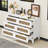 Charming Wooden Dresser With Six Drawers And Metal Handles, A Stylish And Practical Bedroom Storage Solution.