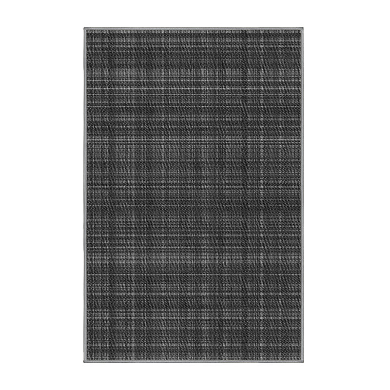 Tapis gris en laine à carreaux, Rectangle 2 pi x 3 pi